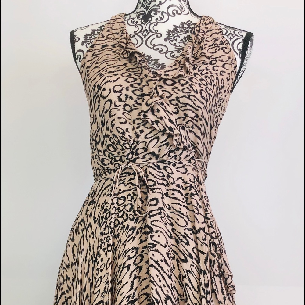 PARKER Silk Wrap Racer Back Ruffle Animal Print - Picture 2 of 6